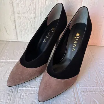[ 다이애나 ] 스웨이드 바이컬러 블랙 x 베이지 24.5cm 스틸레토
