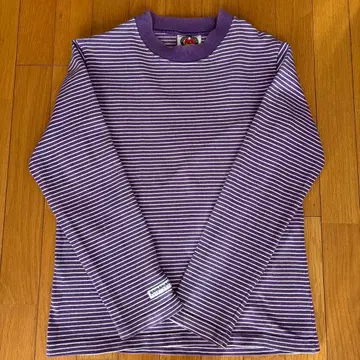 빈티지 BARBARIAN 보라색과 화이트 스트라이프 긴팔 티셔츠 캐나다제