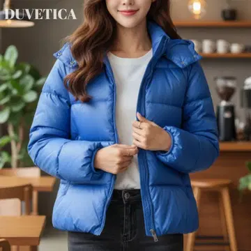 [ 미사용급 ] DUVETICA 후드 부착 다운 자켓 블루 44 XL