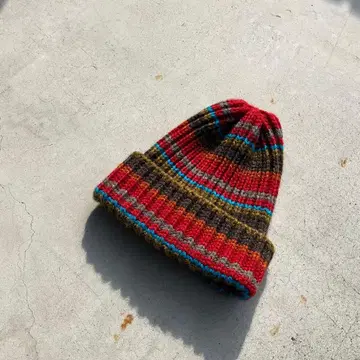 nasngwam 나스 니트 모자 멀티 컬러 보더 디자인