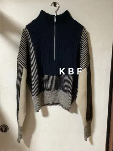 새상품급 K B F 레이어드 하프 지퍼 니트 블랙
