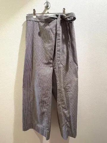 mjuka 미유카 와이드 팬츠 스트라이프 블랙