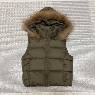 y2k 다운 베스트 퍼 헤이세이 갸루 쇼트 기장 카키 M