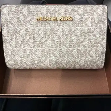 MICHAEL KORS 접이식 지갑 화이트/베이지