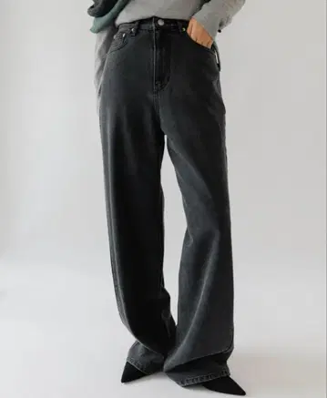 Na.e 나에 와이드 루즈 진스 차콜 새상품 보통 기장