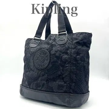 Kipling 키플링 토트백 빅 로고 대용량 나일론 꽃무늬 블랙