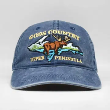 어퍼 반도 갓즈컨트리 사슴 자수 캡 수베니어 구제 의류 블루