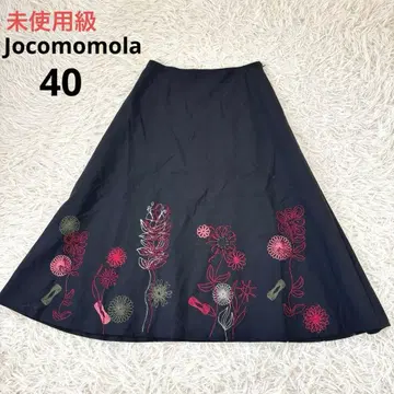 미사용급 호코모모라 자수 스티치 블랙 플레어 스커트 블랙 40