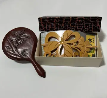 본쓰게 머리핀 미니 손거울 2개 세트 쇼와 레트로