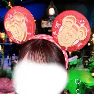 미키마우스 머리띠 빨간색 체크 디즈니랜드 디즈니씨