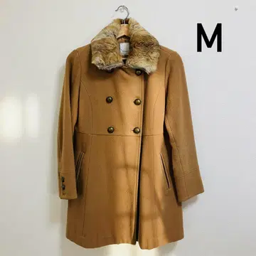 여성용 피 코트 코트 카멜 베이지 브라운 퍼 M 테치치