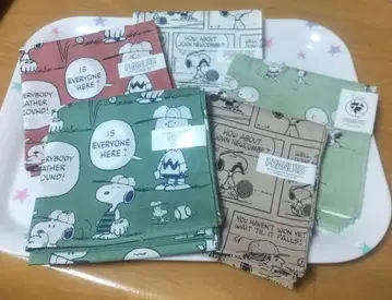 스누피 손수건 5개 반다나, 런치 크로스로도 SNOOPY PEANUT