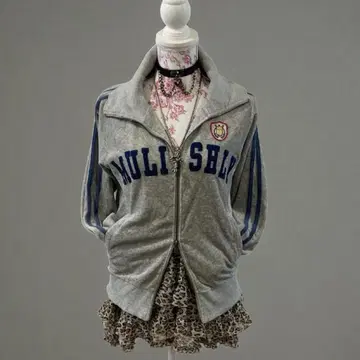 헤이세이 갸루 y2k 더블 지퍼 소매 라인 백 프린트 저지 헤이세이 여아