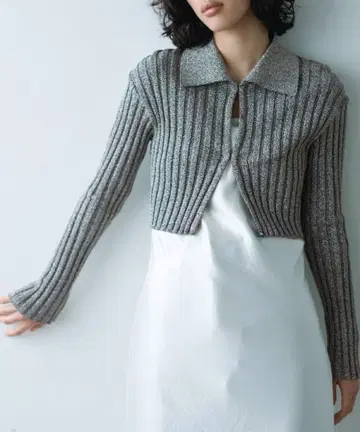 CODE A lame knit cardigan 블랙 실버