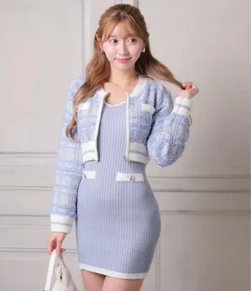 립서비스 LIP SERVICE 트위드 앙상블 니트 원피스