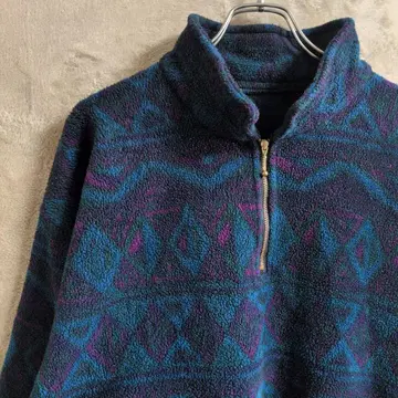 80년대 90년대 미국 빈티지 의류 올 패턴 볼 체인 플리스