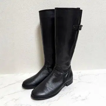 새상품급 BELL FLORRIE 천연 가죽 롱 부츠 24.5cm 블랙