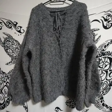 fupel 리본넥 기모 가디건 그레이