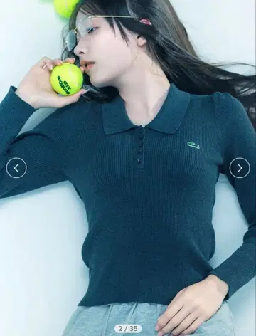 스나이델 Lacoste 폴로 리브 니트 그레이