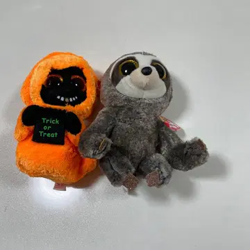 오렌지색 고스트와 나무늘보 봉제 인형 ty 18cm