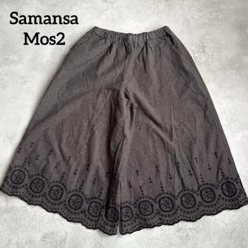 사만사 모스모스 스캘럽 자수 다크 브라운 가우초 팬츠 프리 사이즈