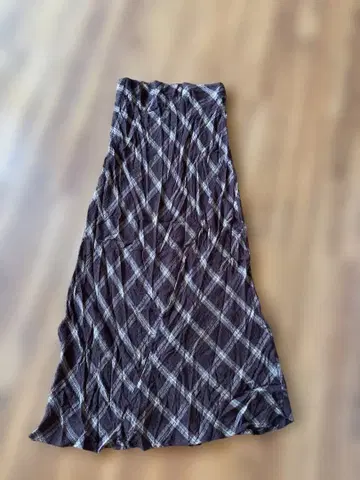 택 포함 새상품 브라운 체크 무늬 롱 스커트