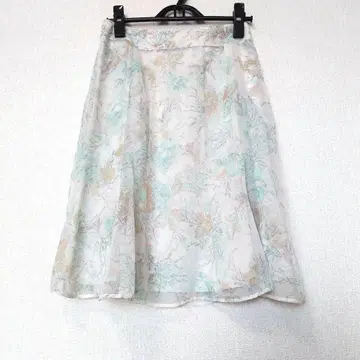 앨리스버리 플레어 스커트 꽃무늬 화이트 민트 그린