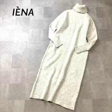 캐시미어 혼방 IENA 터틀넥 롱 니트 원피스 라이트 그레이