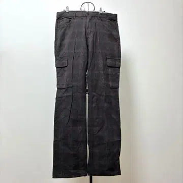 월드 카고 팬츠 그레이와 빨간색 체크 무늬 L 면 100%