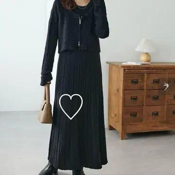 [택 포함 새상품] 디스코트 베스트 포함 랜덤 리브 니트 원피스 블랙