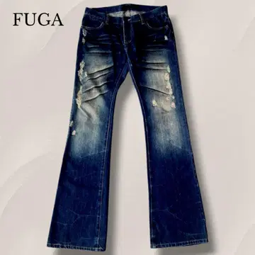 FUGA 데님 팬츠 데미지 크러쉬 archive Y2K 플레어
