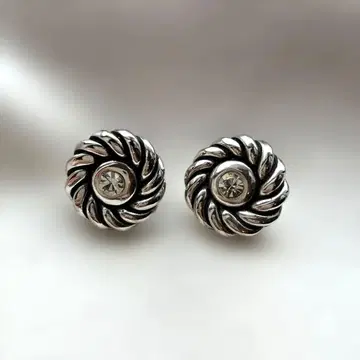 빈티지 소용돌이 꽃 디자인 귀찌 실버