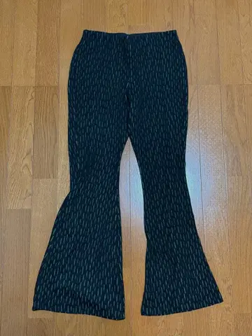 ZARA 플레어 팬츠 블랙 그린 스트라이프 US S