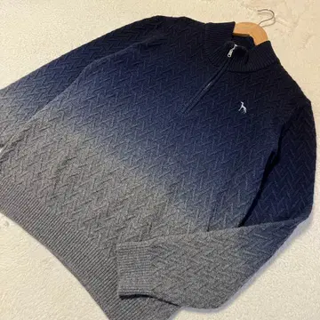 adabat 알파카 혼방 그라데이션 하프 지퍼 니트 스웨터 [일본제]