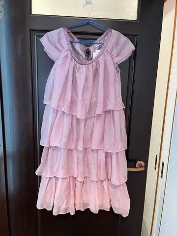 연보라 프릴 반팔 원피스 M 사이즈