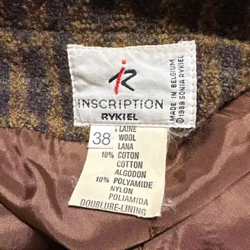 소니아 리키엘 체크 자켓 브라운 그린 테이지 38 M