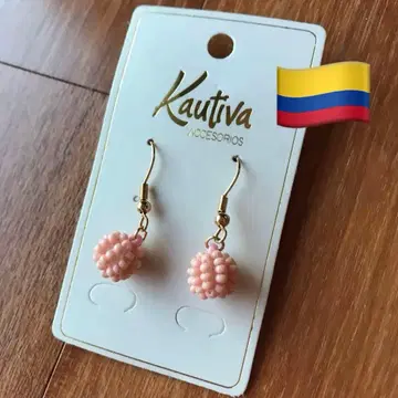 Kautiva 비즈 귀걸이 핑크 핸드메이드 컬럼비아