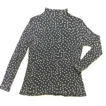 면 100% 물방울 패턴 터틀넥 긴팔 상의 L