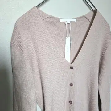 [ 미사용 새상품 ] ANAYI 리브 V넥 가디건 38 핑크 베이지