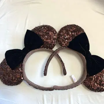 미니 머리띠 벨로아 브라운 스팽글