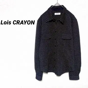 3520T 로이스크레용 긴팔 셔츠 상의 겉옷 버튼 레트로 다이아 무늬