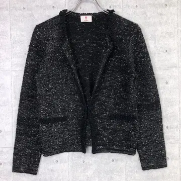 U by ungaro 구제 의류 크로쉐 니트 프릴 파이핑 니트 자켓