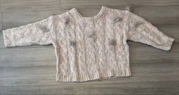 Flower 리본 케이블 니트 스웨터 긴팔