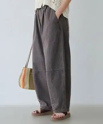 studio CLIP 배럴 데님 팬츠 브라운 PF