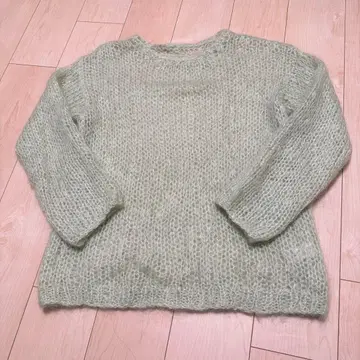 ROKU 모헤어 혼합 니트 스웨터 연한 그린