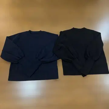 롱 리브 볼륨 소매 니트 풀오버 2개 세트