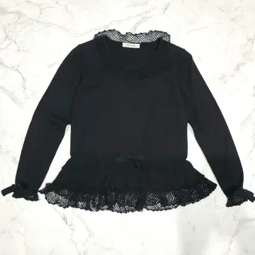 90s 카네코 이사오 KANEKO ISAO 레이스 리본 블랙 니트