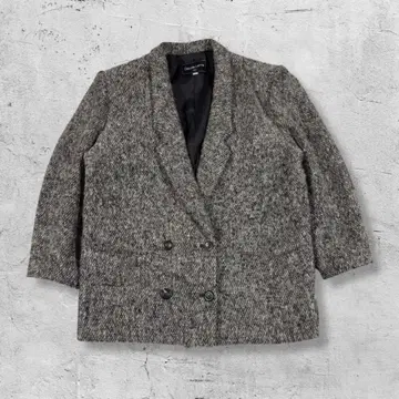 테일러드 자켓 트위드 여성용 더블 버튼 울 혼방