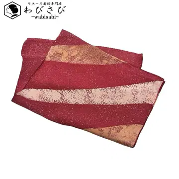 일본 정통의상 소품 오비 장식 천 순수 실크  사선 무늬   C-5564