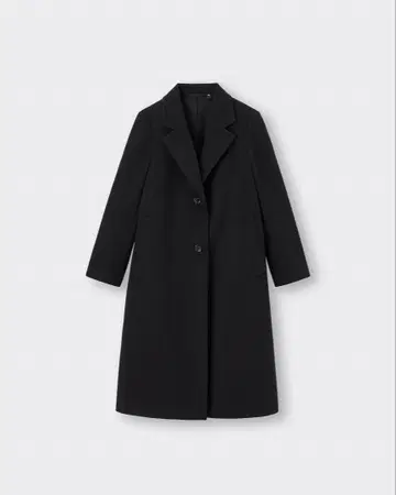 GU 코지 멜톤 테일러드 코트 롱 코트 블랙 L